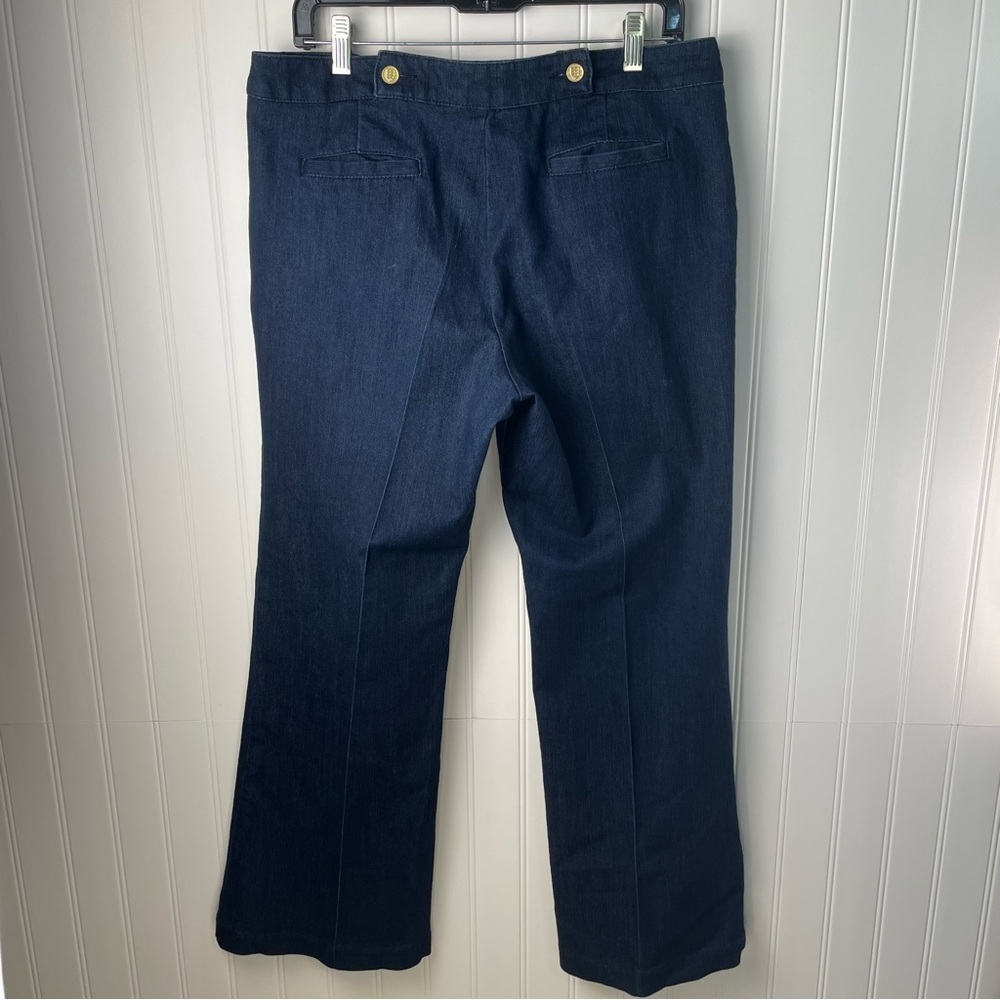 Kenar Nautical Wide Straight leg Dark Wash Sz 10 Front Button‎ Placket Closure - Picture 2 of 16